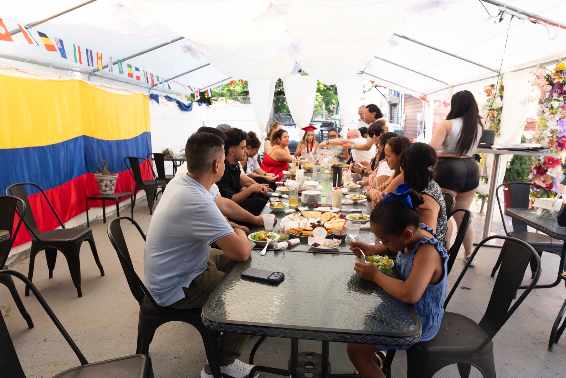 Long family table under the tent